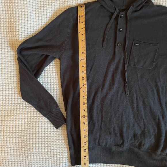 Cozy RVCA knit hooded long sleeve shirt, dark grey, size L - Picture 6 of 11